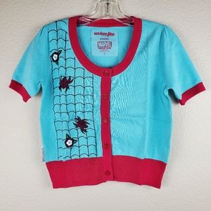 Spiderman Pink and Blue Short Sleeve Crop Cardigan